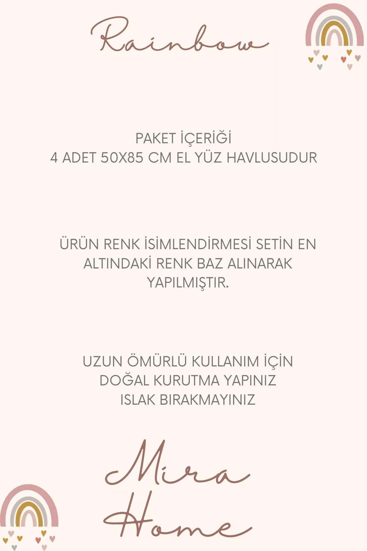 4 Lü El Yüz Havlu Seti% 100 Pagta 50x85 Cm Rainbow - 27120401 — surat 3/3