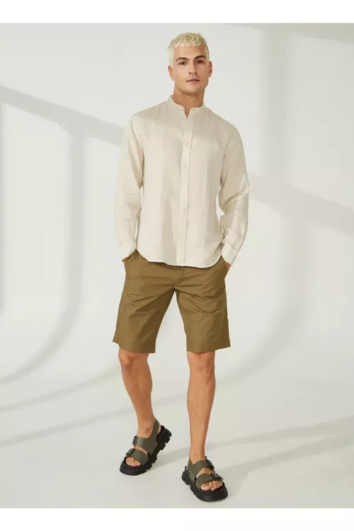 Erkekler üçin ýaşyl bermuda şorty Slim Fit A261NAT99NG332 - 22948308