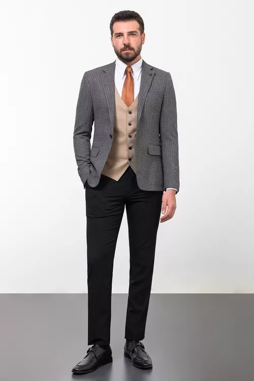 Göz öndürilen ýüňden slim fit erkek kostýumy - 25591598