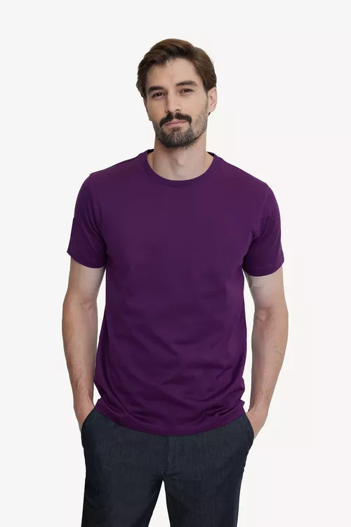 Erkekler üçin melewşe reňkli pagta futbolka - 24984558