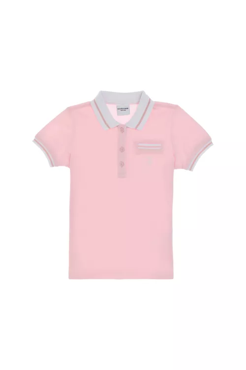 Gyzlar üçin açyk gülgüne polo futbolka - 27432219
