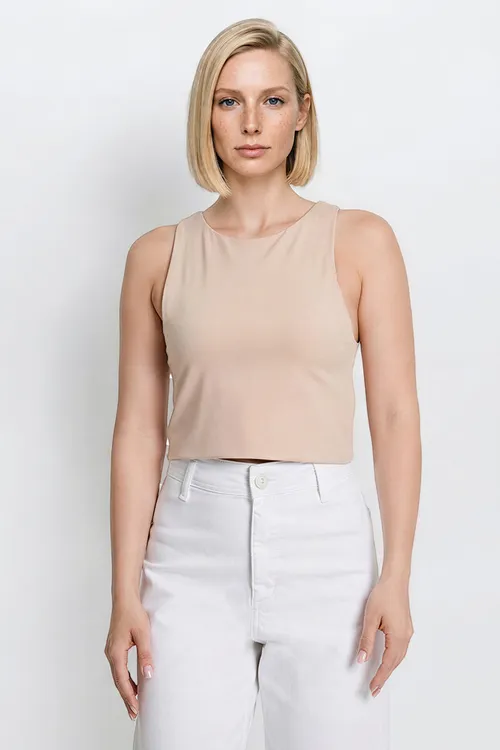 Standart fit kadaly kesim tegelek ýaka krop açyk goňur body - 36516436