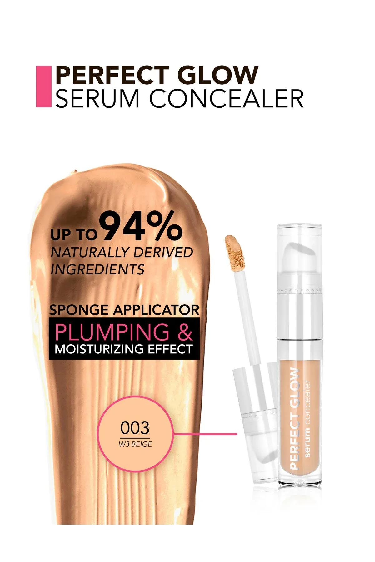 Perfect Glow çygly we ýagty netijeli gubka applikatorly syworotka konsiler - 003 W3 BEIGE - 36759735 — surat 5/7