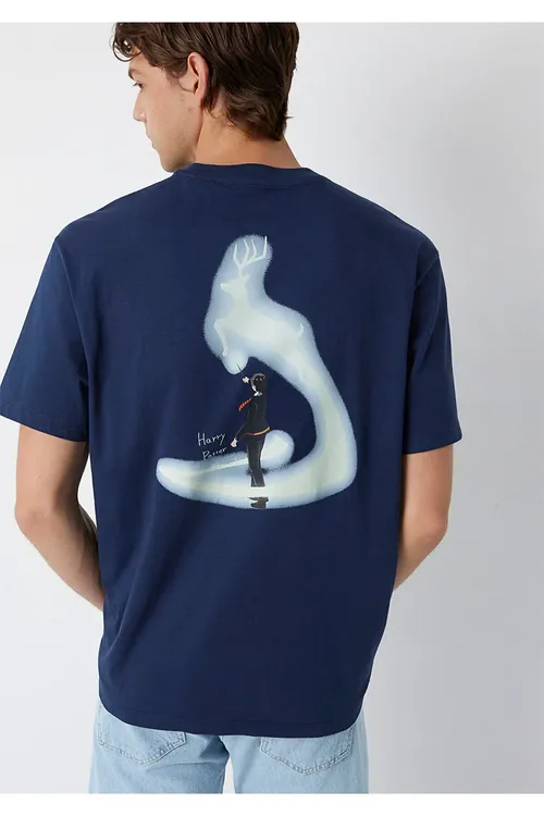Harry Potter nagyşly goýy gök futbolka Loose Fit / giň rahat biçüwli 0613450-70497 - 36742980