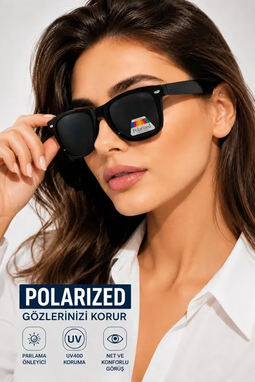 Aýallar üçin polýarizirlenen gün äýnegi UV400 goragly gara çarçuwaly – ýalpyldama garşy ýeňil premium dizaýn - 36830107