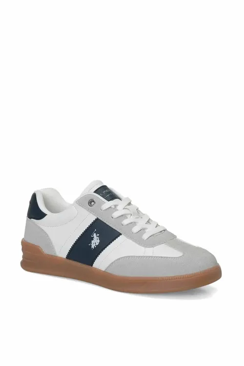 Erkekler üçin bagjykly ak we goýy gök gündelik sport aýakgaby, retro goňrumtyl dabanly - 36747593