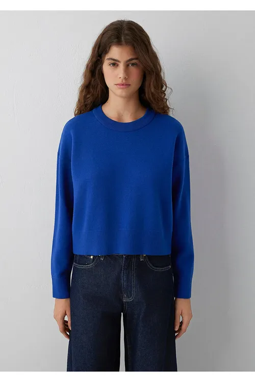 Ýönekeý giň rahat biçüwli jemper Loose Fit 1710933-89855 - 36852772 — surat 4/8