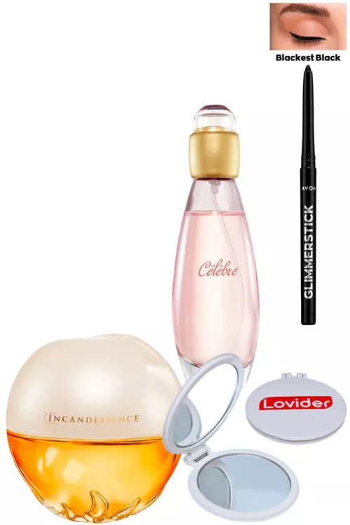 Incandessence 50ml + Celebre 50ml aýal parfýumy + gara göz galamy + Lovider jübi aýnasy - 21829650