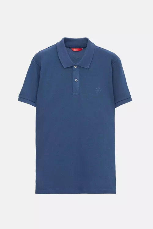 Indigo reňkli pagta polo futbolkasy Ds Damat (Regular Fit) - 24111956 — surat 5/5
