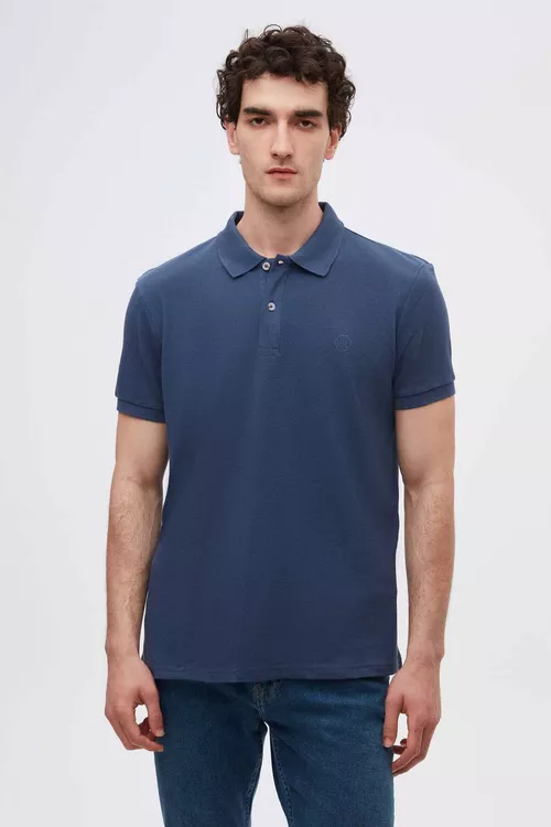 Indigo reňkli pagta polo futbolkasy Ds Damat (Regular Fit) - 24111956