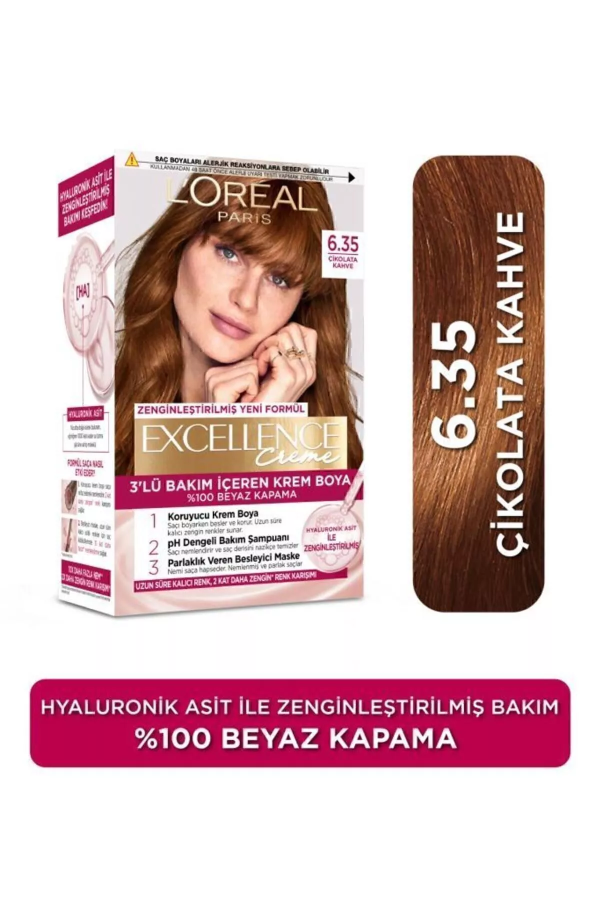Saç üçin boýag Excellence Creme 6.35 Şokolad goňur - 20856995 — surat 1/8