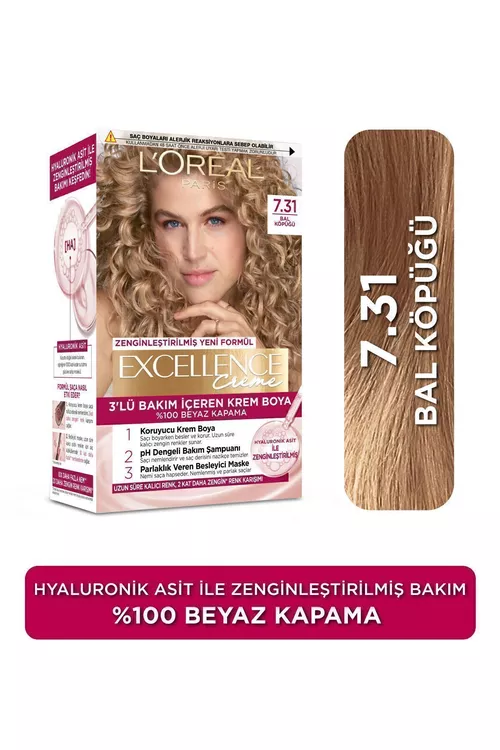 L'Oréal Paris Excellence 7.31 saç üçin durnukly boýag, bal reňki - 20856997