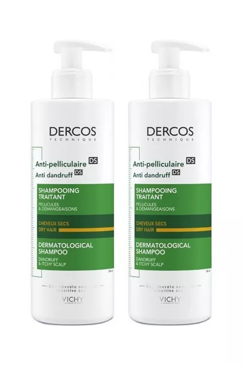 Gury saçlar üçin Dercos goňaga garşy şampun 390 ml, 2 sany toplum - 20261292
