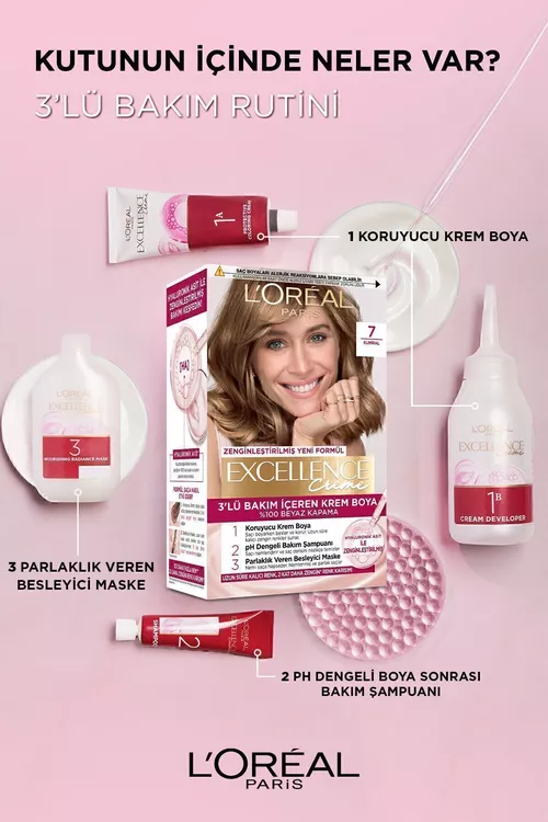 L'Oréal Paris Excellence 7.31 saç üçin durnukly boýag, bal reňki - 20856997 — surat 5/8