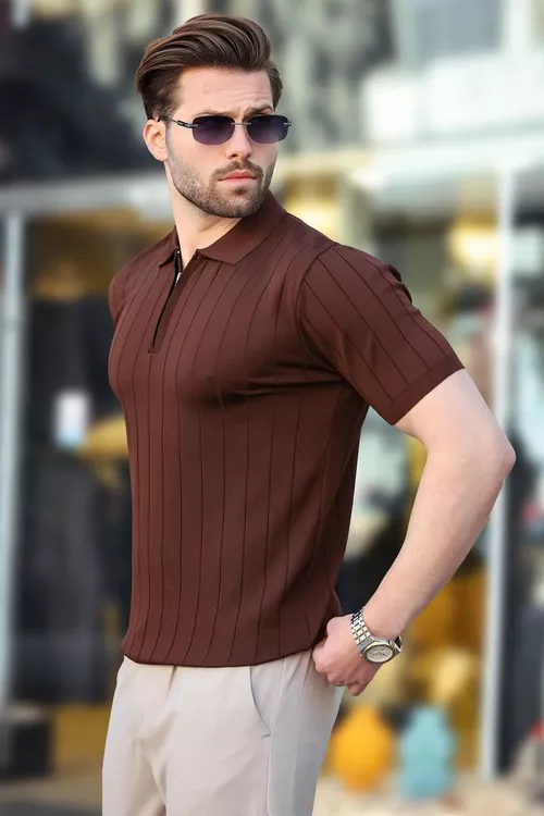 Zynjyrly goňur erkek polo-futbolkasy E7298 - 27486843