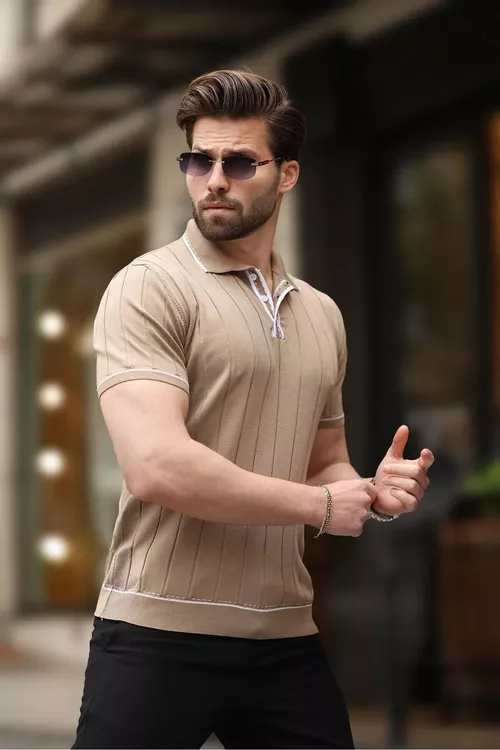 Erkekler üçin ilikli trikotaž polo futbolka, mizon - 27486887