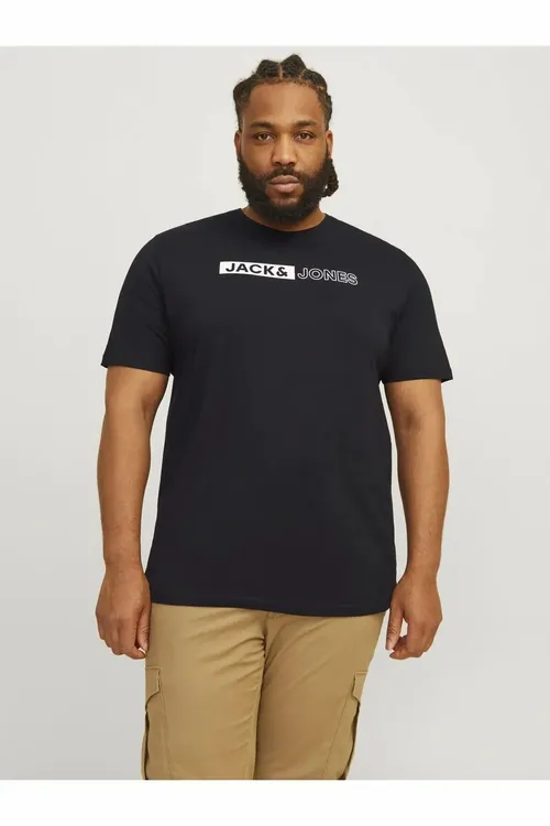 Erkek gara Jjecorp Logo Tee Play Ss O-n Noos Pls uly ölçegli futbolka 12243630-Black - 34737985