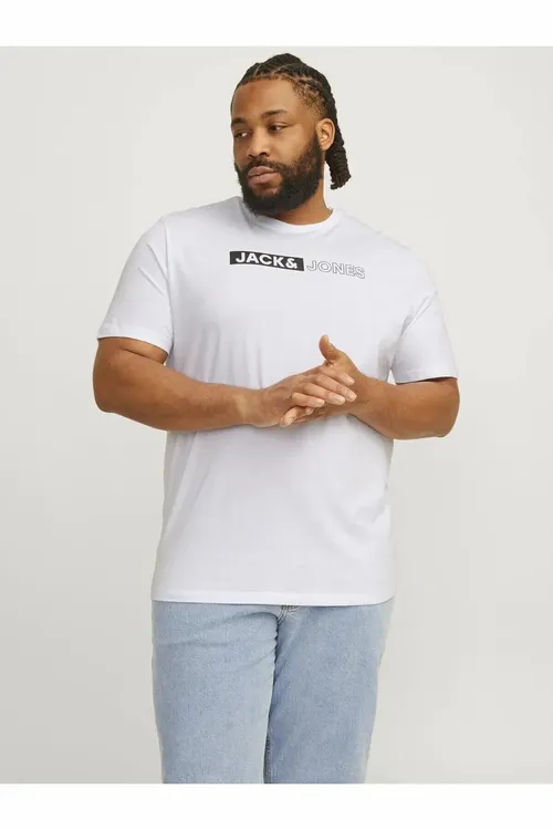 Erkek ak Jjecorp Logo Tee Play Ss O-n Noos Pls uly ölçegli futbolka 12243630-White - 34737689