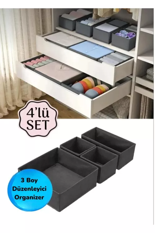 Şkaf we çekmeler üçin Coco organaýzer gutular toplumy (4 sany) - 27580519