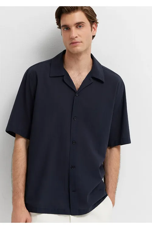 Gysga ýeňli goýy gök köýnek Loose Fit / Giň amatly biçüw 0212144-70489 - 36473616