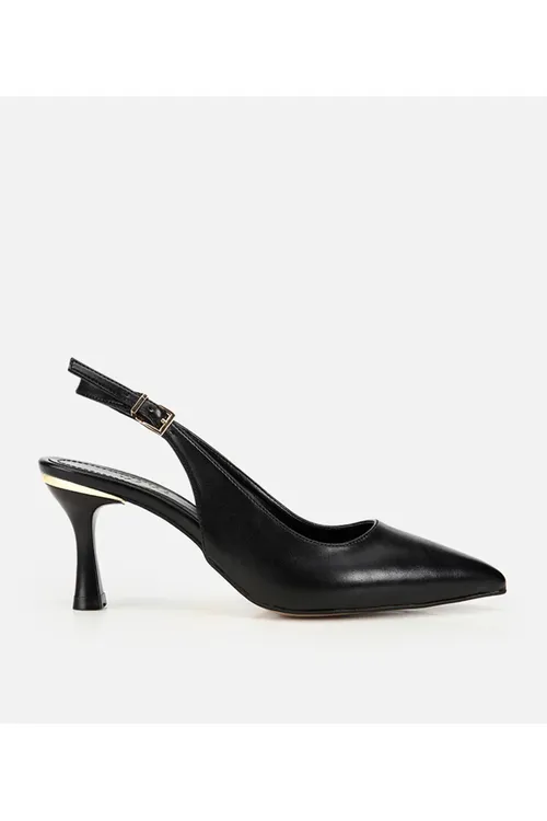 Aýal gara ujunly togaply inçe ökjeli arkasy açyk stiletto - 36470043