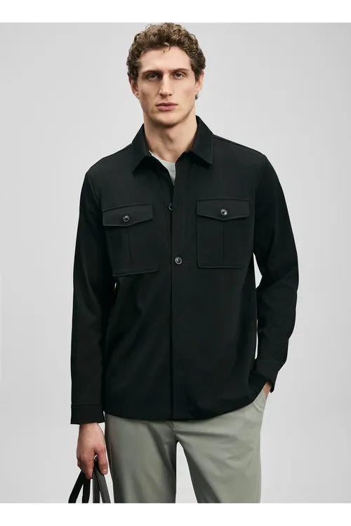 Gara erkekler üçin Slim Fit köýnek görnüşli penjek GARY - 36864728