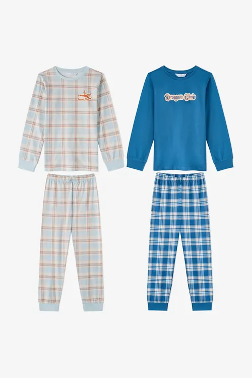 Oglanlar üçin gök Dragon Club pagta uzyn ýeňli pijama toplumy, 2 sany - 36889734