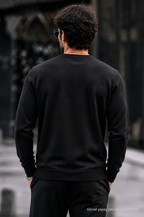 Erkekler üçin her günki Regular Fit trikotaž switer Gara - 36865159 — surat 5/6