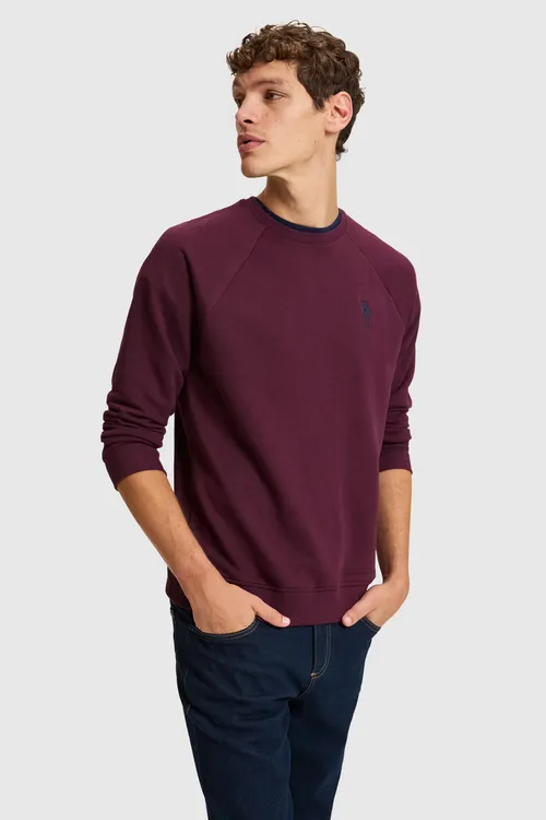 Erkekler üçin bordo tegelek ýakaly Regular Fit ýönekeý switşot - 36788739