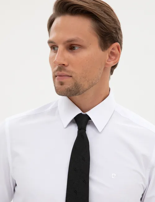 Slim Fit uzyn ýeňli ak ýönekeý köýnek - 36787124 — surat 2/7
