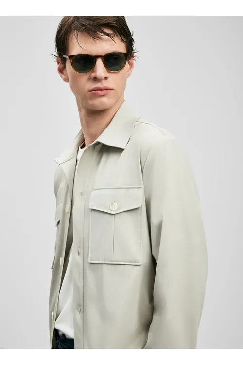 Açyk mele erkekler üçin Slim Fit köýnek görnüşli penjek GARY - 36864730 — surat 4/6