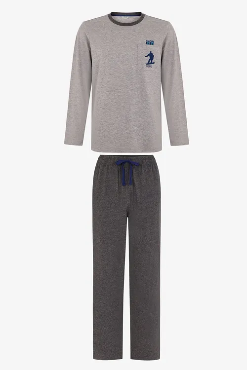 Uzyn ýeňli we balakly erkek adam pijama toplumy Snow Glide - 36889737