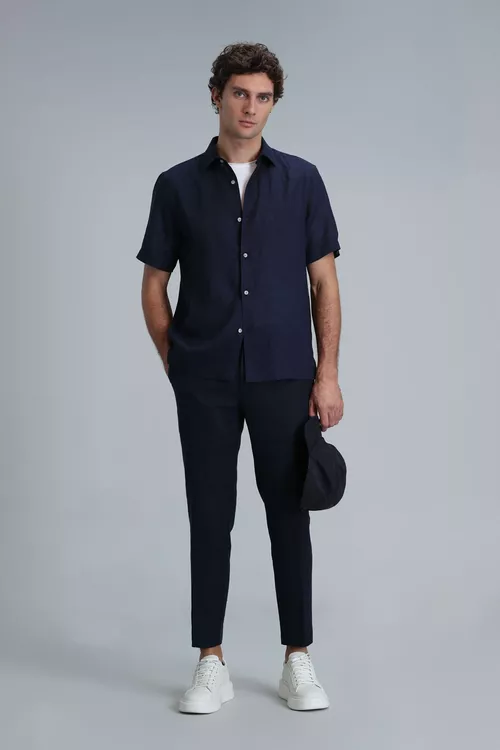 Erkekler üçin çinos balagy Karl Spor, Slim Fit, goýy gök - 24795290