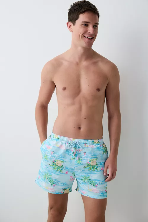 Flamingo suratly reňkli suwa düşülýän şorty - 27494811