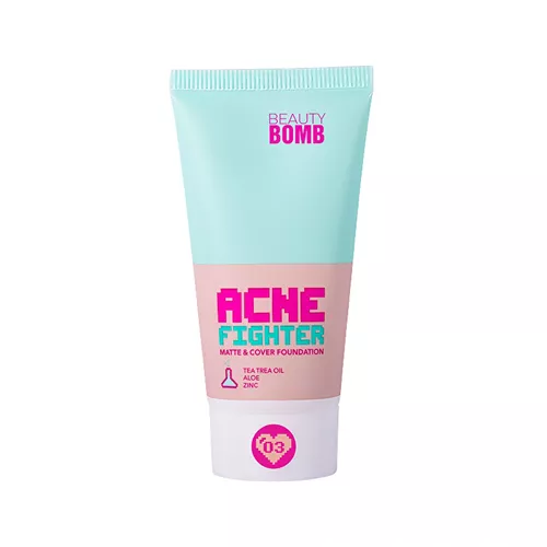 Beauty Bomb Matte& Cover Fondöten Acne Fighter 03- High- Coverage Matte Foundation For Oily Skin - 27495453