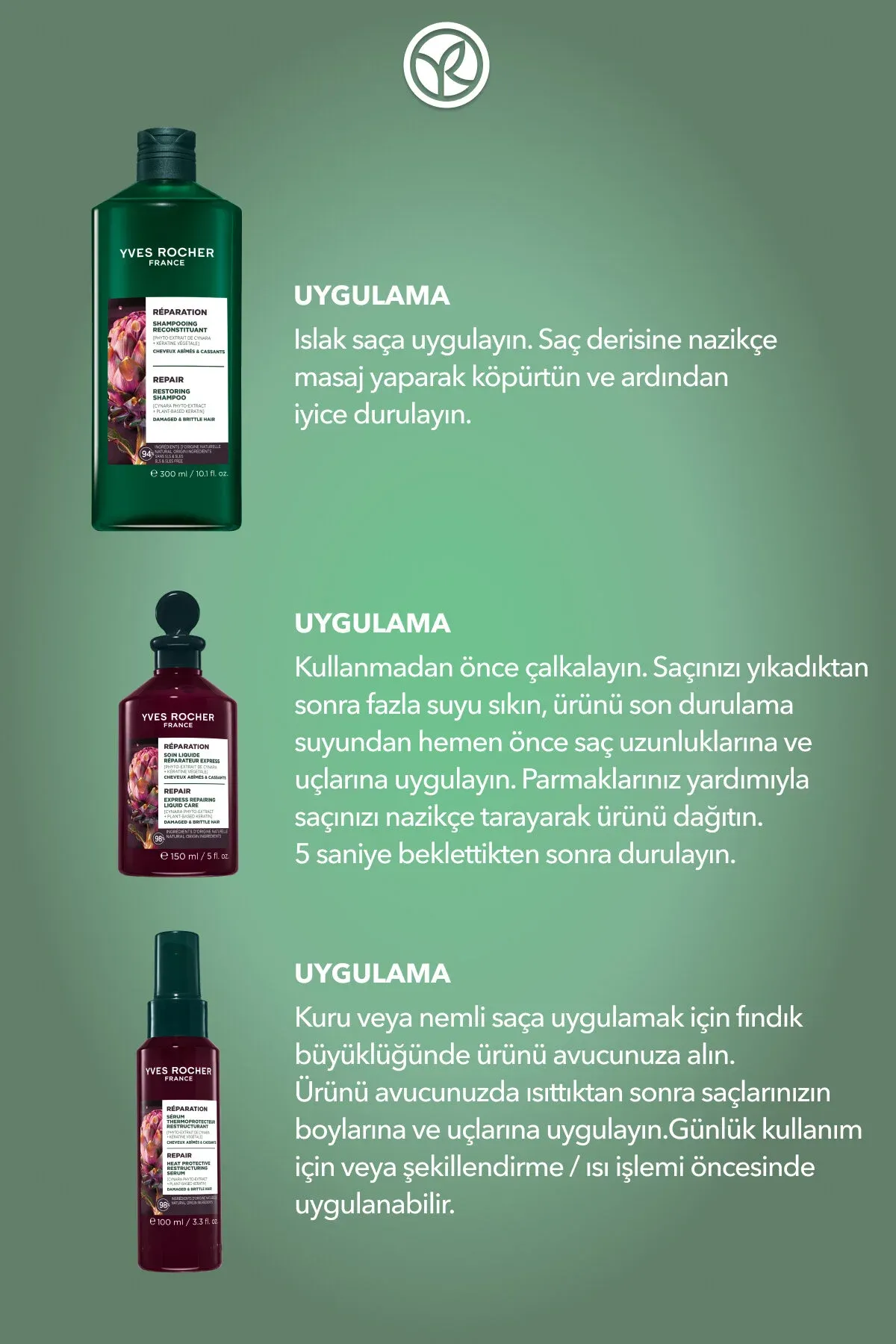 Dikeldiji ösümlik keratinli original ölçegdäki saç toplumy - Şampun 300 ml & Likwid ideg serişdesi 150 ml & Ýylylykdan gorag serişdesi 100 ml - 34812138 — surat 3/3