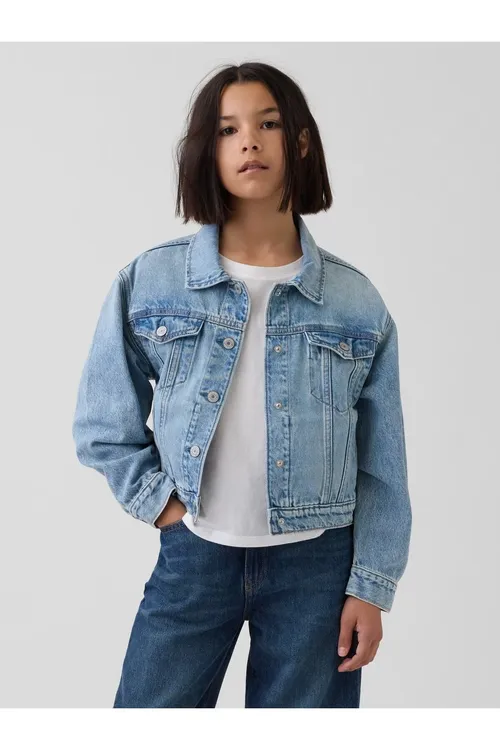Gyz çagalar üçin Icon Denim jinsi kurtka, açyk gök - 36195869