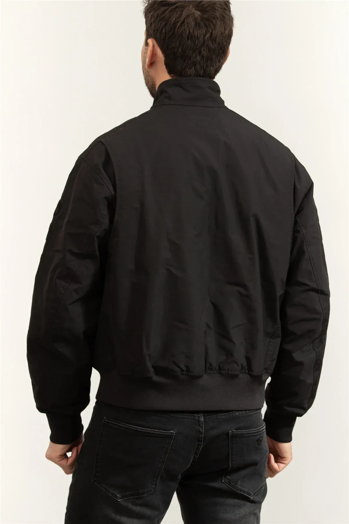 Racing Jacket erkekler üçin bomber kurtka, gara - 36193210 — surat 4/5