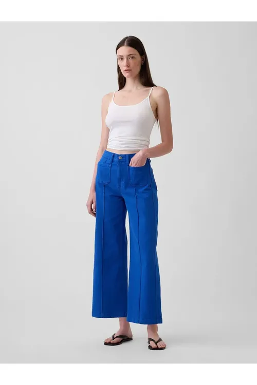 Aýallar üçin kobalt gök High Rise Stride Wide-Leg Ankle jinsi balak - 36192524