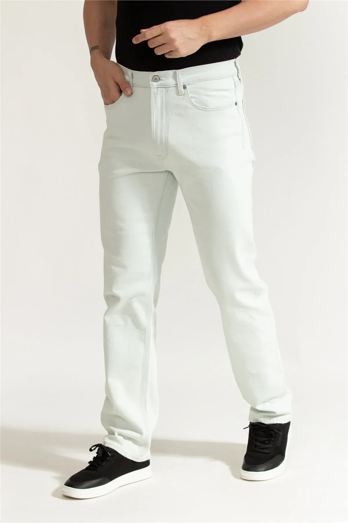 Erkekler üçin gök reňkli Standard Straight Bl jin balak - 36181441 — surat 3/5