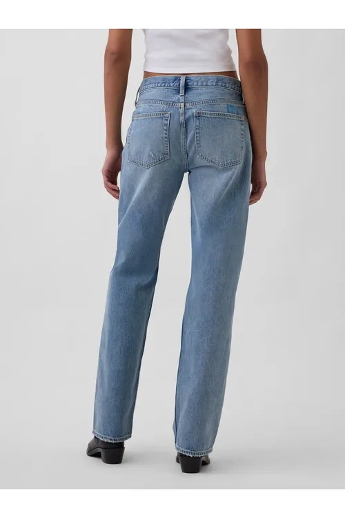 Aýallar üçin açyk gök Mid Rise Rigid Relaxed Straight cins balak - 36189091 — surat 3/5