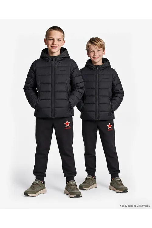 B Essential Hooded Jacket uly ýaşly oglan çagalar üçin gara kurtka SK2620101-3817 - 36934650