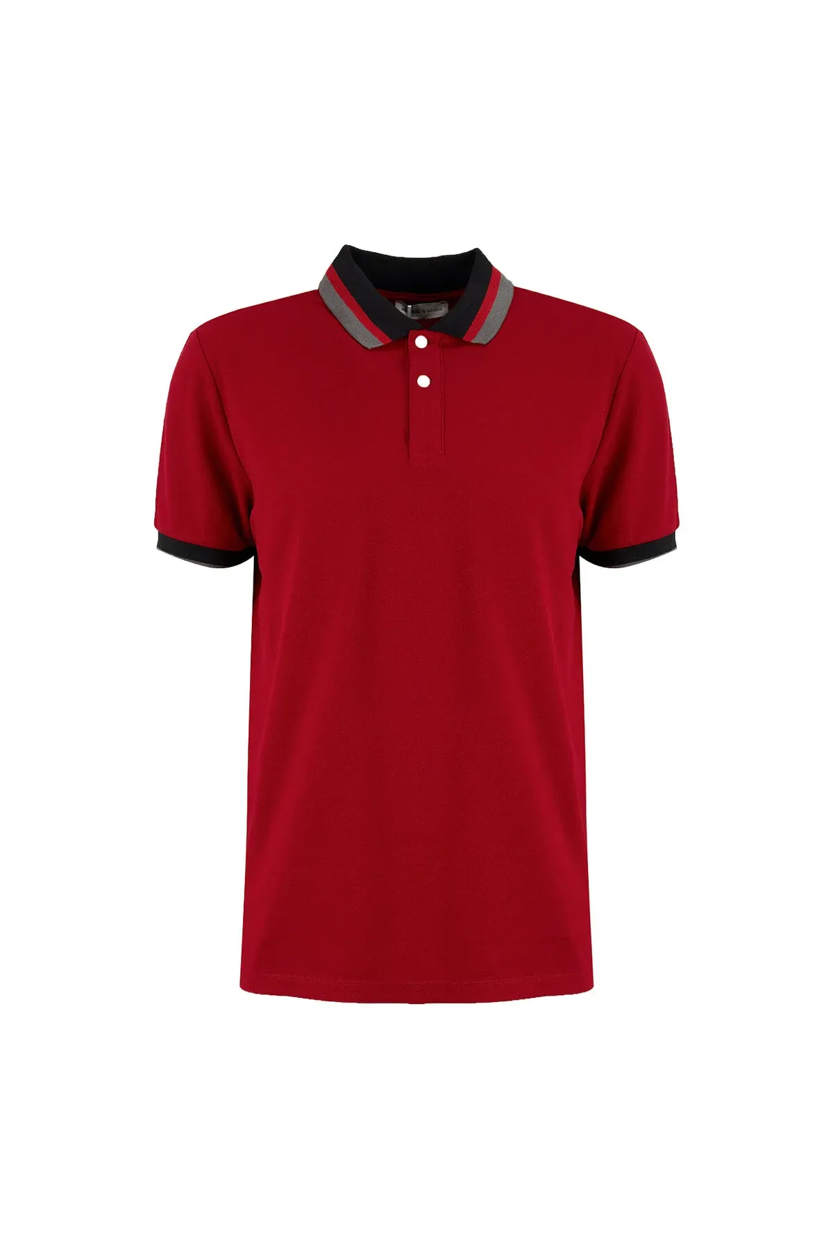 Erkekler üçin bordo zolakly dar biçüwli Slim Fit polo köýnekçe ACE091262034 - 36929249 — surat 6/7