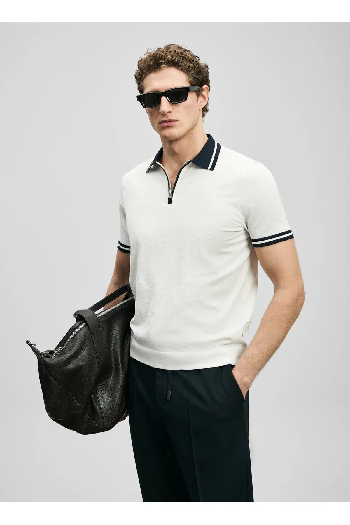 Ak erkek Slim Fit dar biçüwli polo futbolkasy DEAN - 36933291 — surat 1/5
