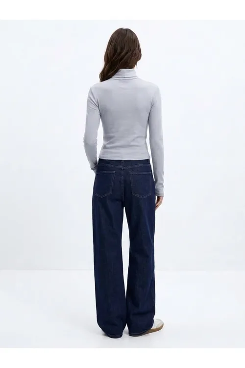 Dar biçüwli Slim Fit ribanly uzyn ýeňli gök switşot - 36883370 — surat 2/4