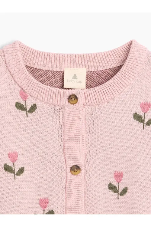 Bäbekler üçin gülgüne Intarsia kardigan - 36940281 — surat 3/3