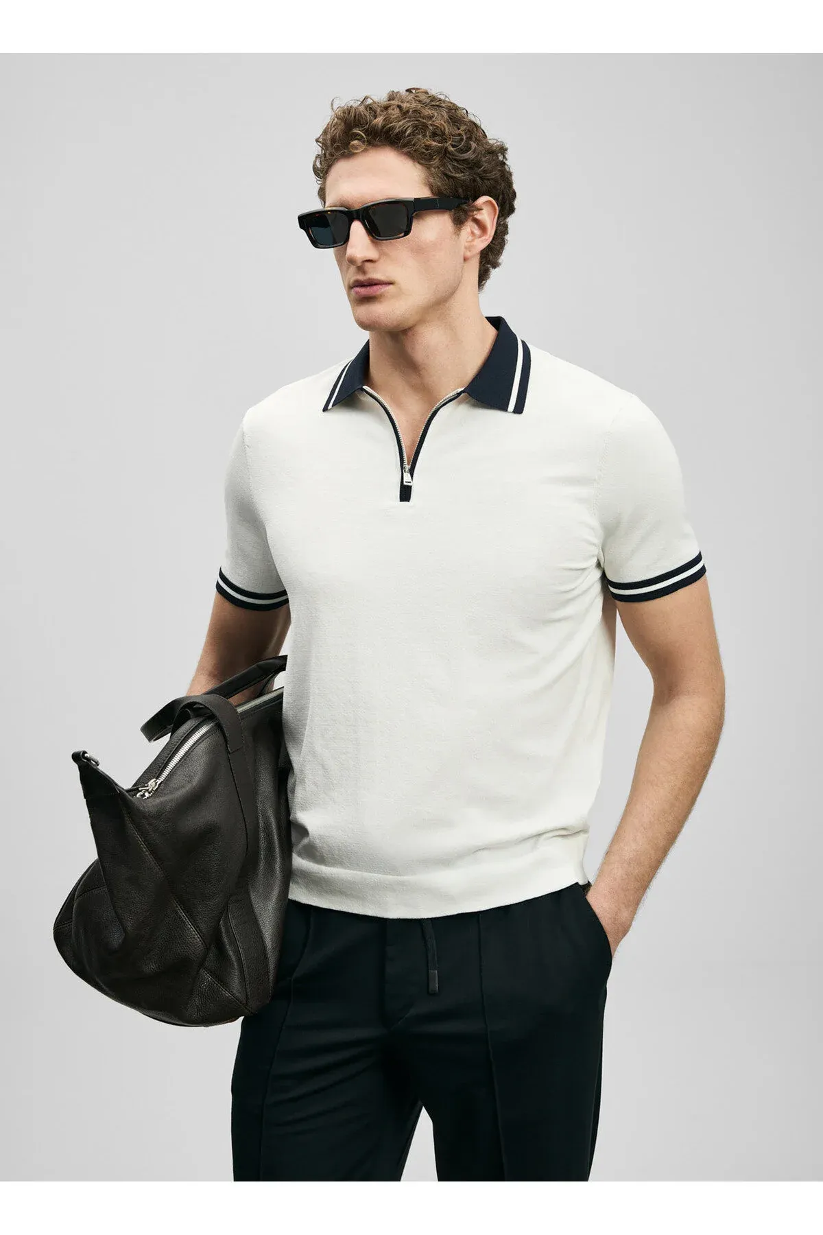 Ak erkek Slim Fit dar biçüwli polo futbolkasy DEAN - 36933291 — surat 3/5