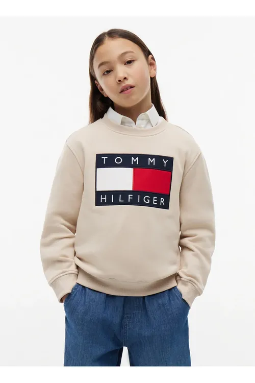 Oglanlar üçin gara standart biçüwli suratly switşot KS0KS00709-HERITAGE FLAG SWEATSHIRT - 36962208