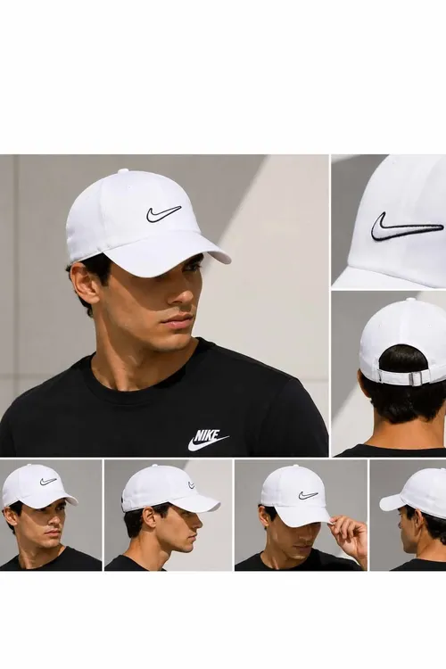 Uniseks ak şlýapa sazlap bolýän sport şlýapasy ak nakyşly logo gündelik beýzbol şapkasy cap - 36974360