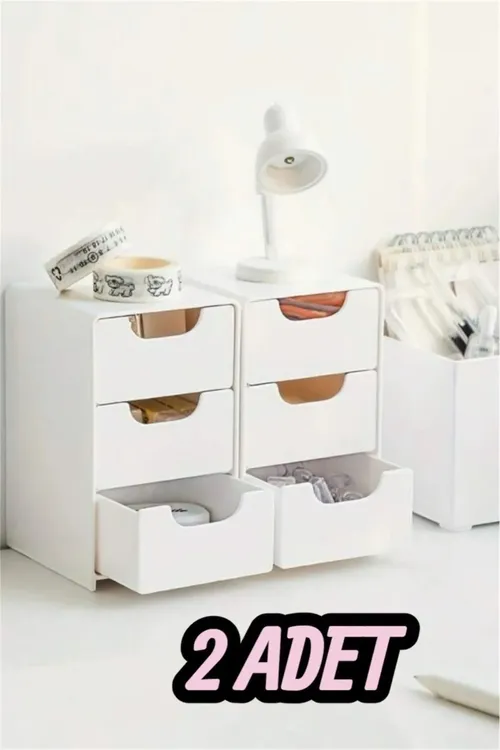 2 sany Tidy ofis mini çekme organaýzeri, 3 çekmeli köp maksatly tertipleýji - şaý-sep we ofis organaýzeri - 33607886